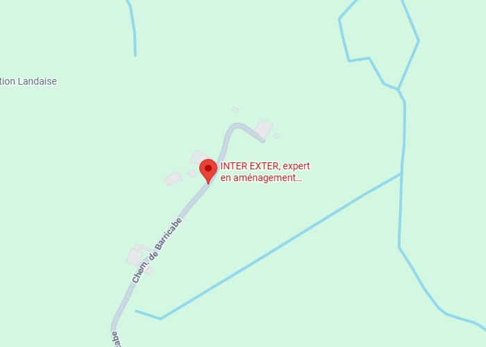 Localisation INTER EXTER, Expert Aménagement Extérieur Carte localisant INTER EXTER, expert en aménagement, sur le Chemin de Barricabe avec un repère rouge.