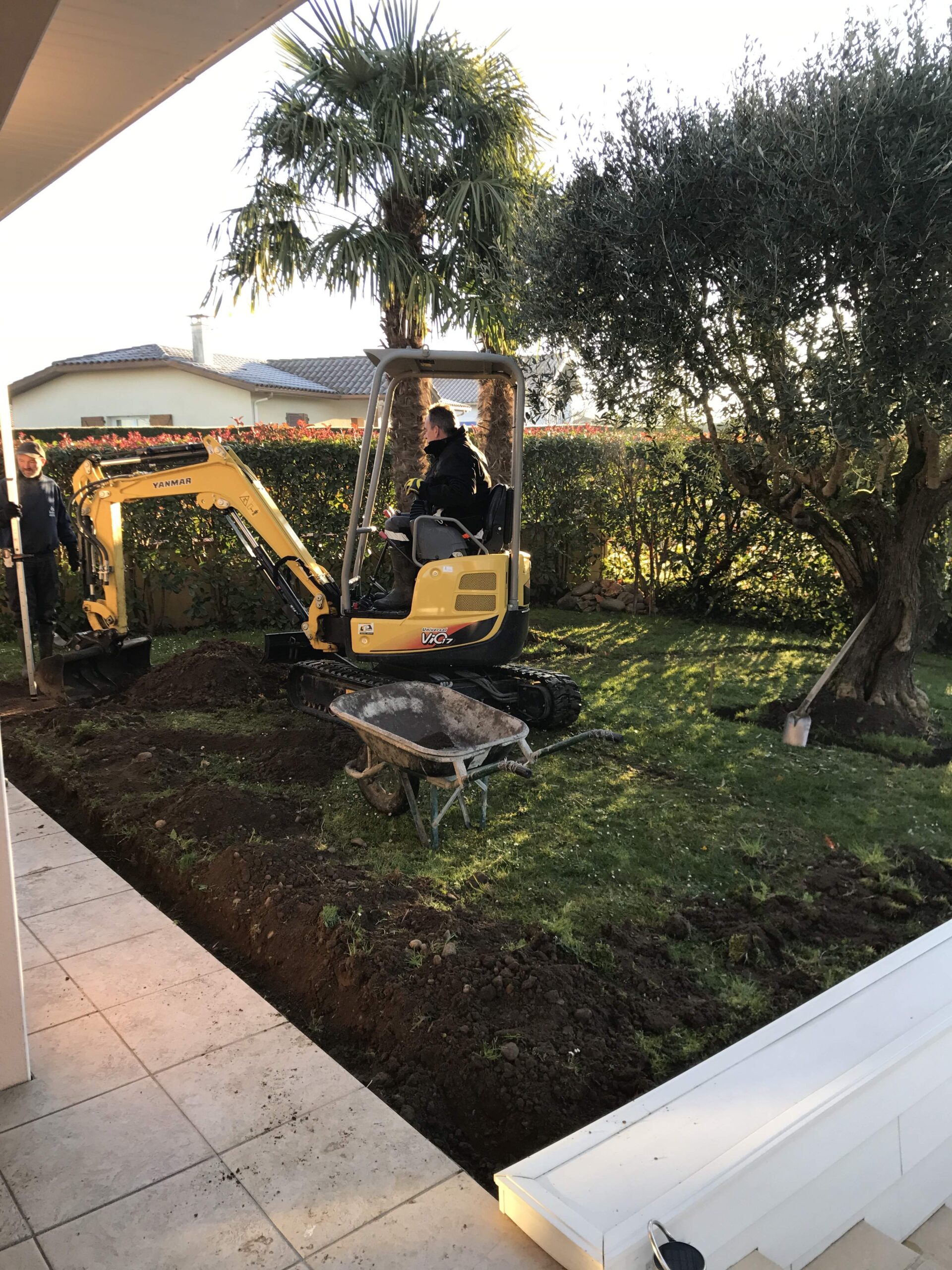 Création d&rsquo;une terrasse en pavé granit à Orthevielle