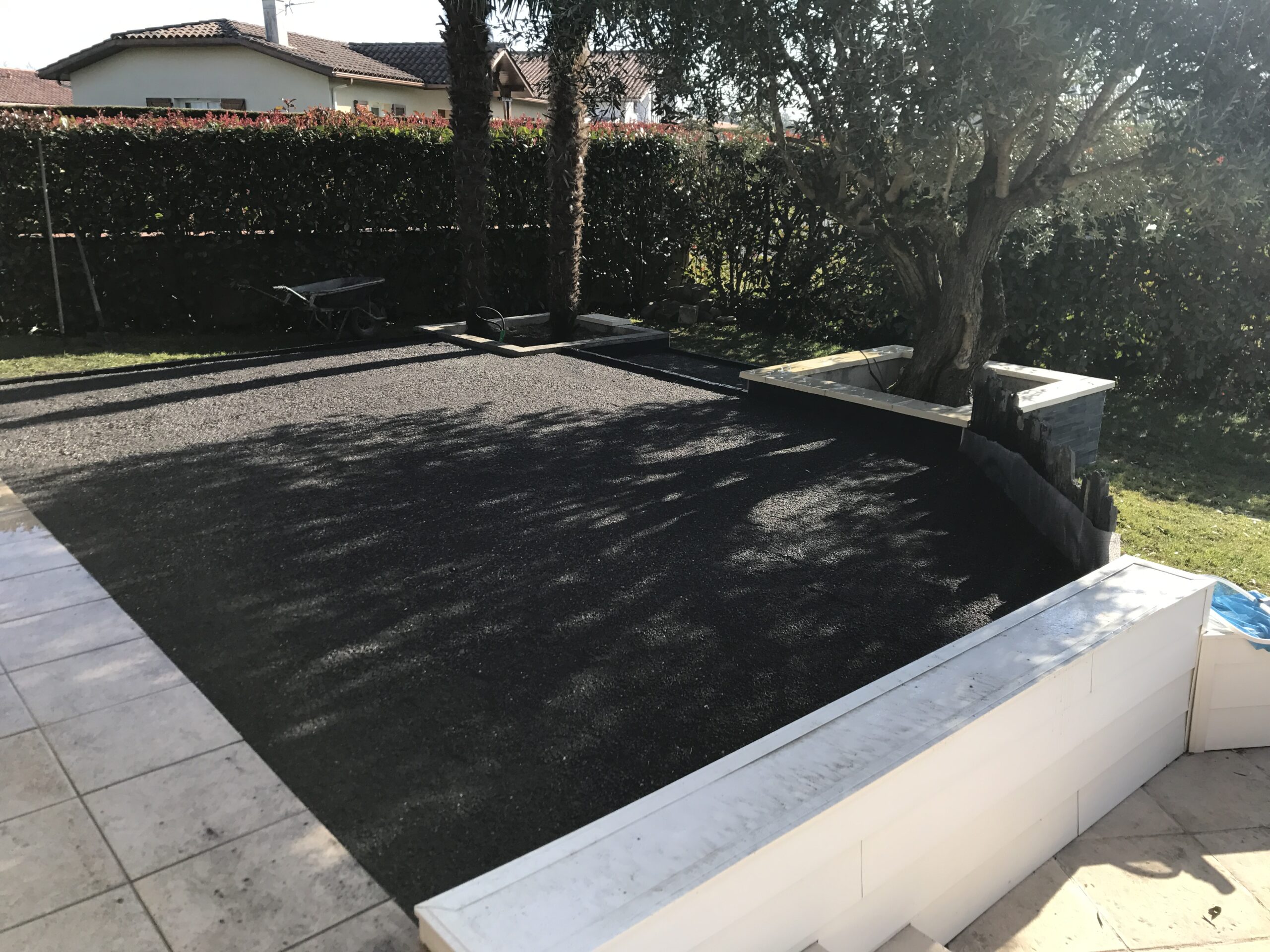 Création d&rsquo;une terrasse en pavé granit à Orthevielle